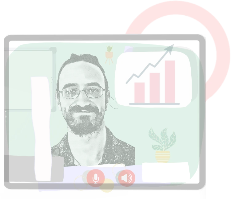 An illustration of an online IELTS class on a tablet