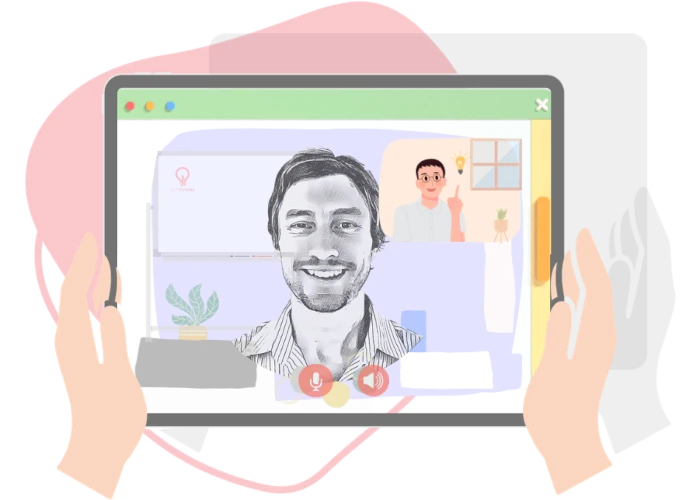 A tablet displaying a live IELTS class